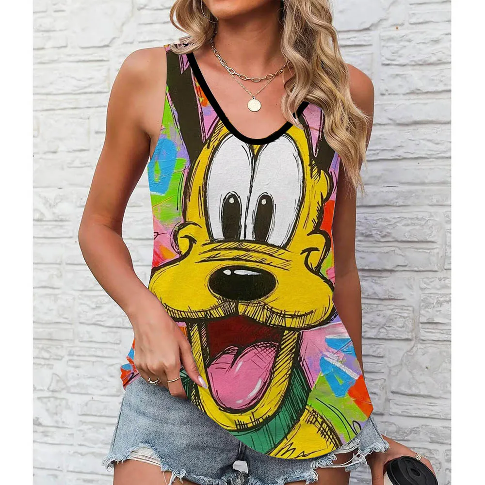 S-3XL, новая майка Disney Goofy, лето 202, повседневная футболка без рукавов с U-образным вырезом на бретельках, облегающая футболка для девочек, женские футболки
S-3XL, новая майка Disney Goofy, лето 202, повседневная футболка без рукавов с U-образным вырезом на бретельках, облегающая футболка для девочек, женские футболки
