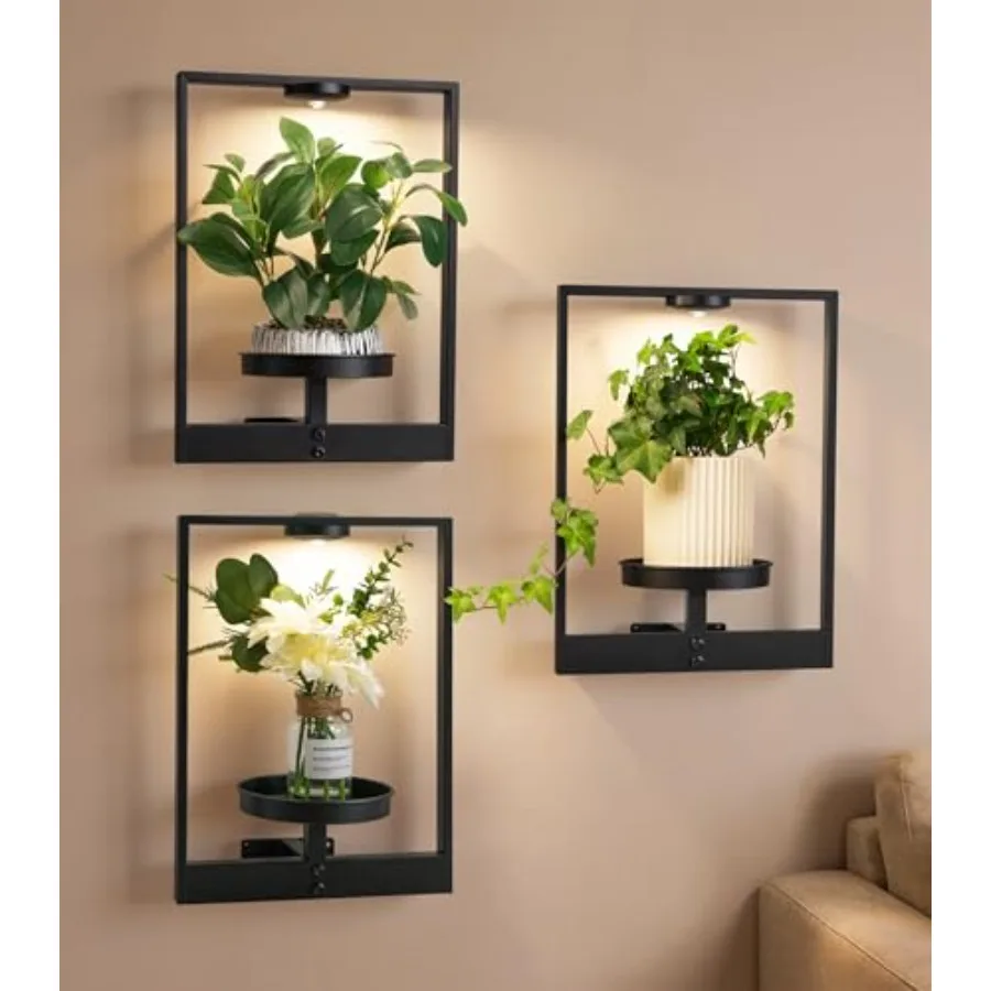 3 Pack Plant Stand with Lights Hanging Planters for Indoor PlantsPicture Frame Wall Plant Holder Metal Modern Style Floating Pl
3 Pack Plant Stand with Lights Hanging Planters for Indoor PlantsPicture Frame Wall Plant Holder Metal Modern Style Floating Pl