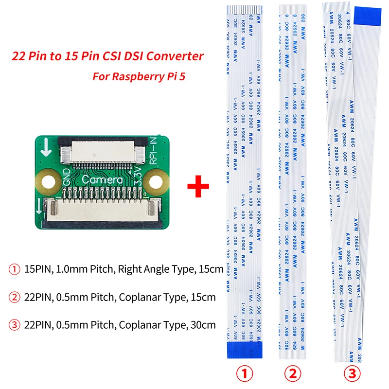 Интерфейсный кабель камеры DSI Display CSI с 15-контактным разъемом на 22-контактный модуль адаптера CSI DSI для Raspberry Pi 5
Интерфейсный кабель камеры DSI Display CSI с 15-контактным разъемом на 22-контактный модуль адаптера CSI DSI для Raspberry Pi 5