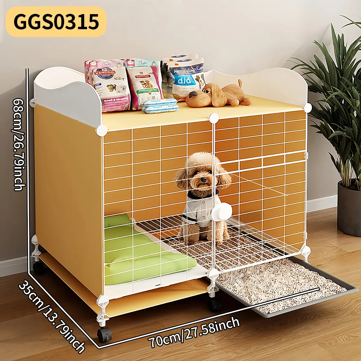 Indoor Small Dog Cage with Detachable Toilet Tray and Wheels, Pet Enclosure with Top Shelf, Easy-To-Clean Puppy House Suitable for Teddy / Chihuahua / Bichon
Indoor Small Dog Cage with Detachable Toilet Tray and Wheels, Pet Enclosure with Top Shelf, Easy-To-Clean Puppy House Suitable for Teddy / Chihuahua / Bichon