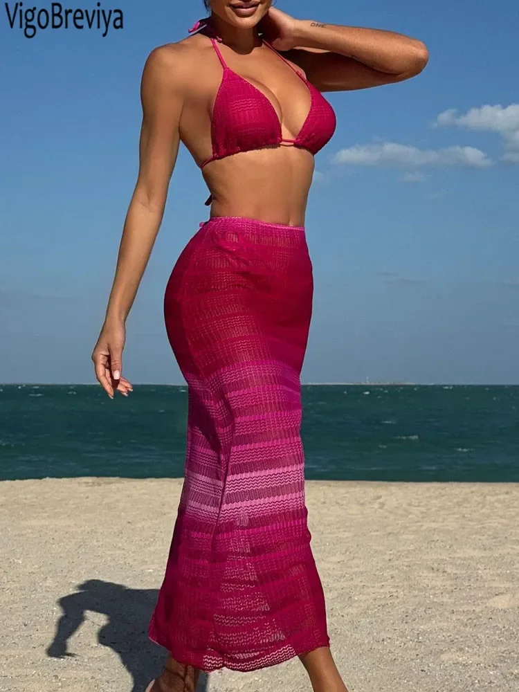 VigoBreviya Sexy 2025 Solid Gradient 3 Piece Mesh Skirt Bikini Set Women Halter Push Up Swimwear Tied High Cut Thong Swimsuit
VigoBreviya Sexy 2025 Solid Gradient 3 Piece Mesh Skirt Bikini Set Women Halter Push Up Swimwear Tied High Cut Thong Swimsuit