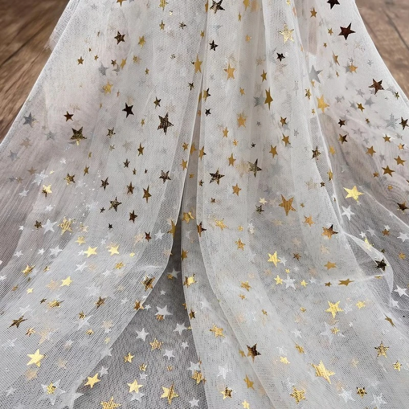 Mistlace No.01 Soft Print Gold Stars Tulle Lace Fabric Hot Foil Stamped Glitter Stars Mesh for Birthday Party Baby Tutu Dress
Mistlace No.01 Soft Print Gold Stars Tulle Lace Fabric Hot Foil Stamped Glitter Stars Mesh for Birthday Party Baby Tutu Dress