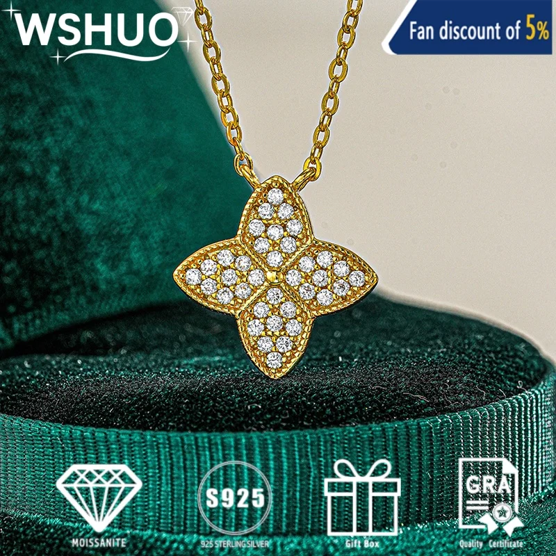Full Moissanite Necklace Women S925 Pure Silver Plated Plated 18K Gold Chain Lab Diamond Flowers Pendant Necklace Fine Jewelry
Full Moissanite Necklace Women S925 Pure Silver Plated Plated 18K Gold Chain Lab Diamond Flowers Pendant Necklace Fine Jewelry