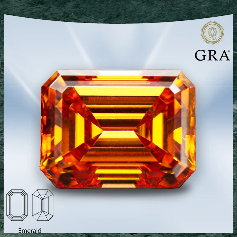 Moissanite Stone Emerald Cut Orange Color VVS1 with GRA Certificate for Gemstone Charms Top Advanced Jewelry Making Materials
Moissanite Stone Emerald Cut Orange Color VVS1 with GRA Certificate for Gemstone Charms Top Advanced Jewelry Making Materials