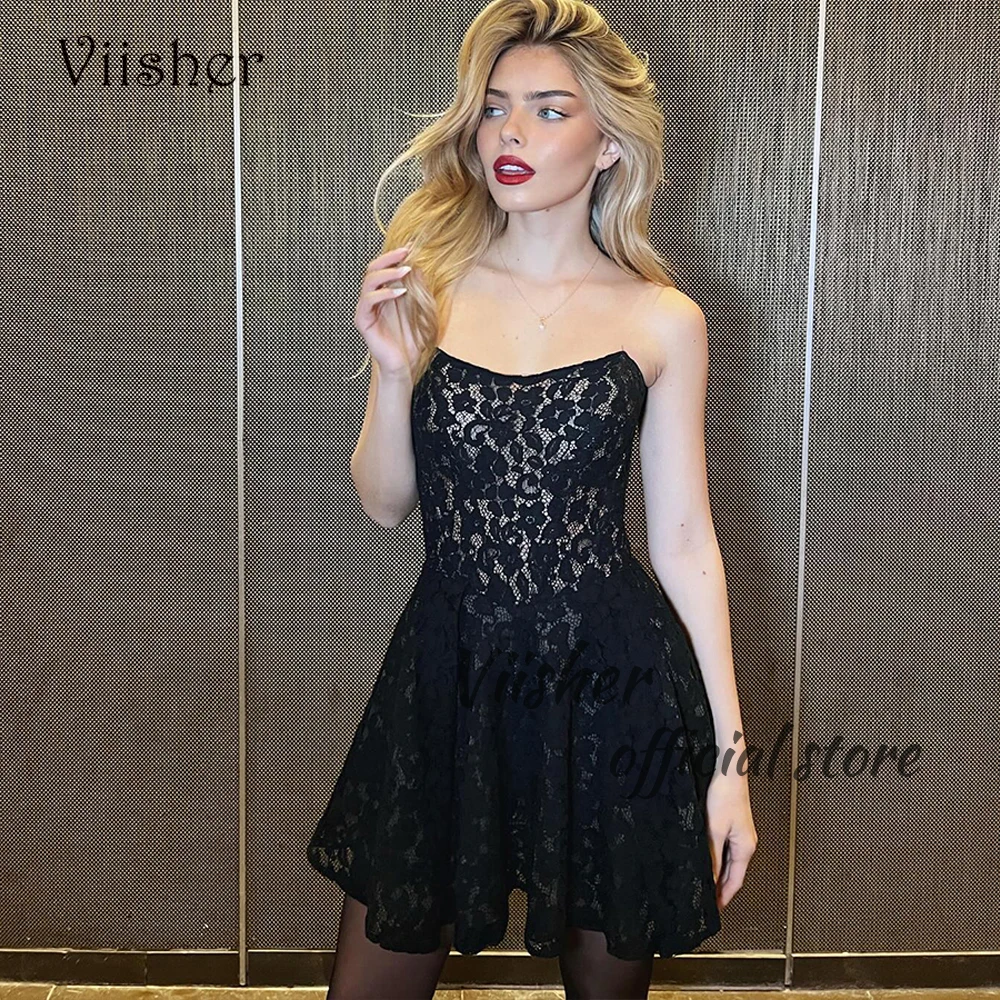Viisher Black Lace Short Cocktail Prom Dresses for Women Strapless Sexy Mini Evening Party Dress Above Knee Formal Gowns
Viisher Black Lace Short Cocktail Prom Dresses for Women Strapless Sexy Mini Evening Party Dress Above Knee Formal Gowns