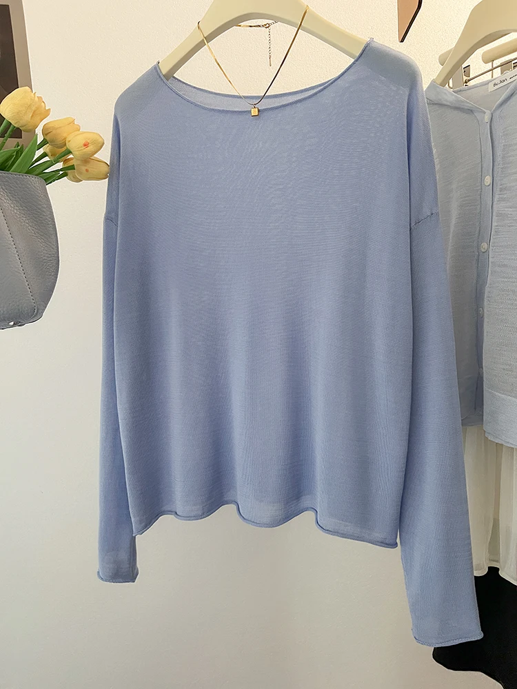 2024 New Thin Knitted Sweater Women Long Sleeves Solid Color Transparent Pullover Female Fashion Casual Tops
2024 New Thin Knitted Sweater Women Long Sleeves Solid Color Transparent Pullover Female Fashion Casual Tops
