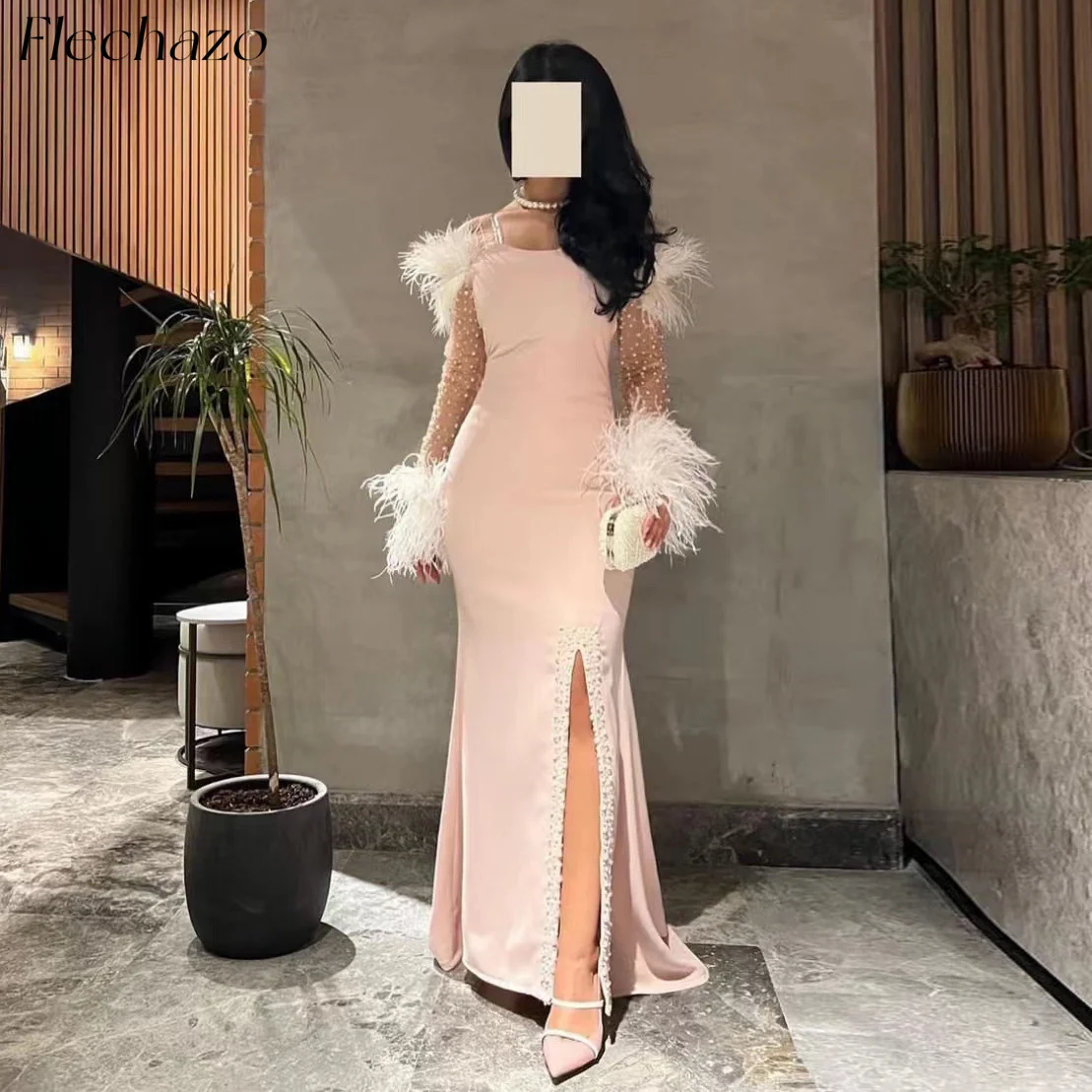 Flechazo Pink Evening Dresses Feathers Beading Side Silt Floor-Length Formal Party Dress For Women 2024 vestidos para mujer
Flechazo Pink Evening Dresses Feathers Beading Side Silt Floor-Length Formal Party Dress For Women 2024 vestidos para mujer