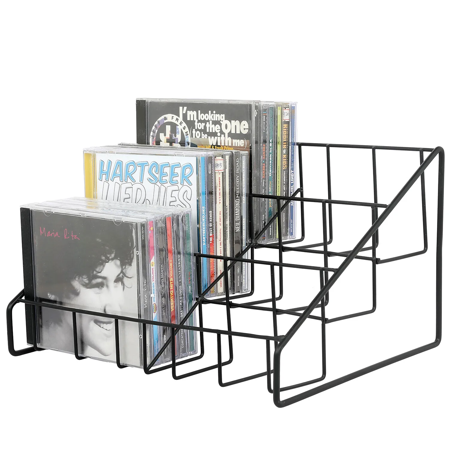 Matte Black Metal Wire CD Holder Storage Stand, 3 Tier Media Jewel Case Rack
Matte Black Metal Wire CD Holder Storage Stand, 3 Tier Media Jewel Case Rack