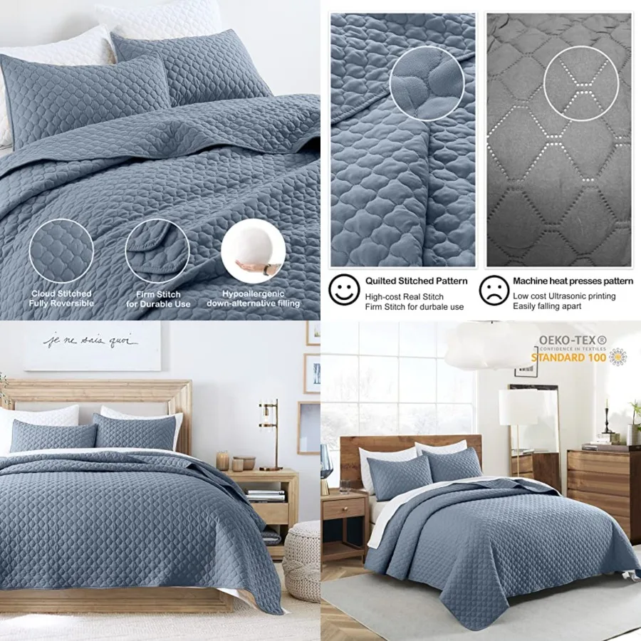 Quilt Size, Lightweight Quilt for Summer Ultra-Soft Microfiber Modern Style Quilted Clouds Pattern Bedspread Quit Set 3 Pieces
Quilt Size, Lightweight Quilt for Summer Ultra-Soft Microfiber Modern Style Quilted Clouds Pattern Bedspread Quit Set 3 Pieces