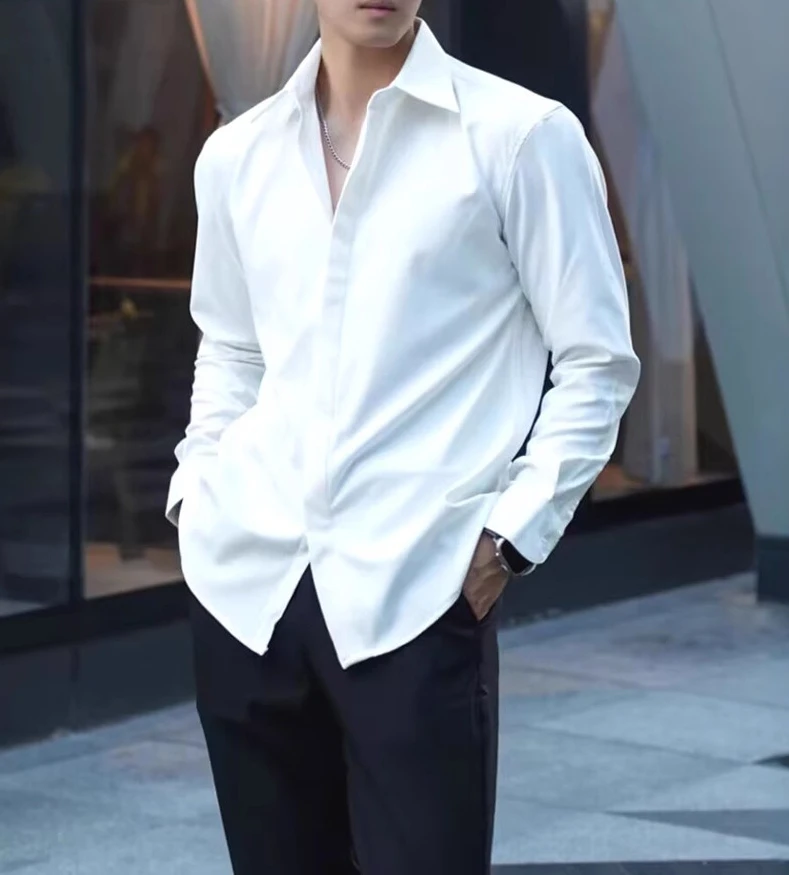 Dark Button White Shirt Men's 2026 Spring and Summer Loose Long Sleeve No-Iron Shirt Suit Bottom Shirt
Dark Button White Shirt Men's 2026 Spring and Summer Loose Long Sleeve No-Iron Shirt Suit Bottom Shirt