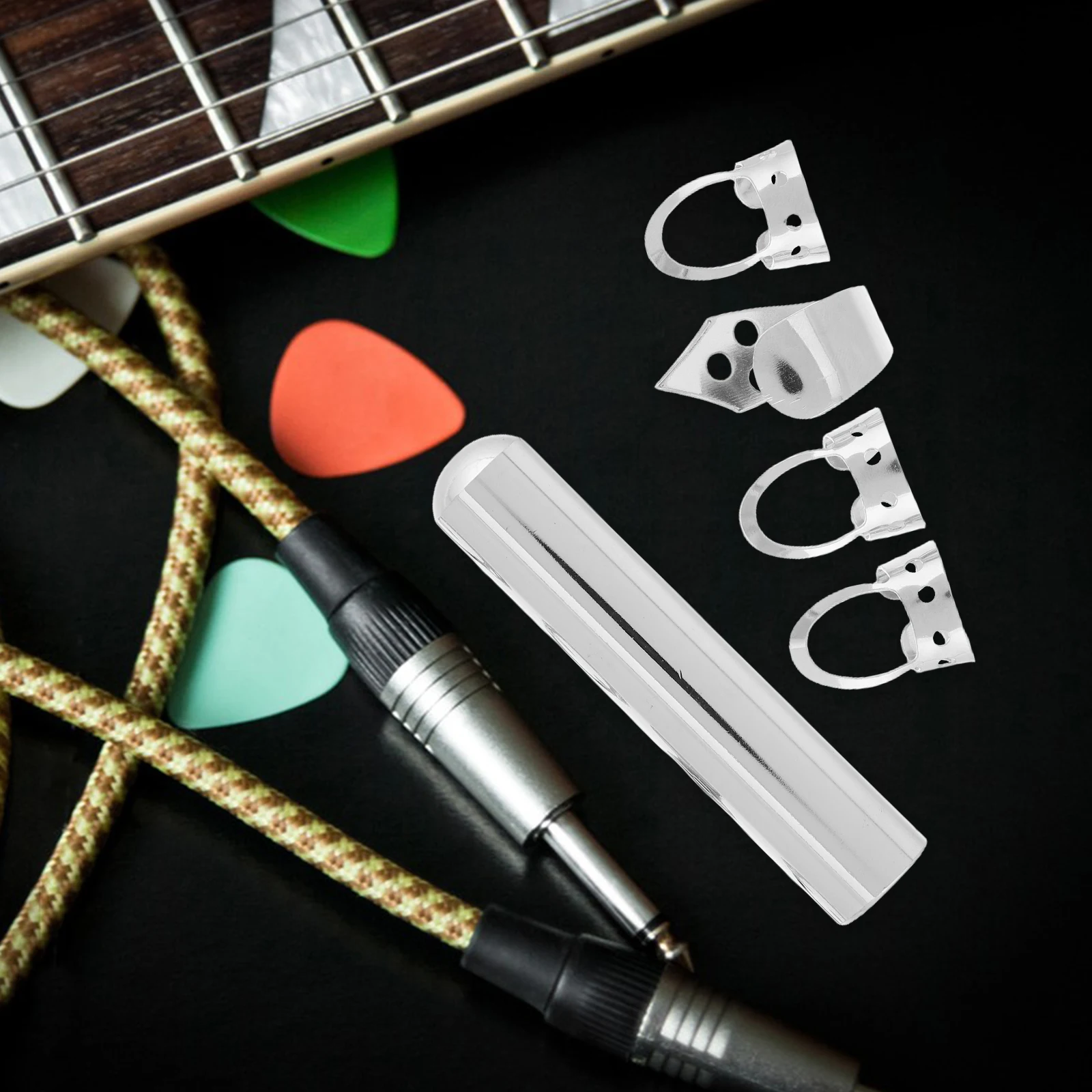 1 Set Silver Metal Guitar Slide Bar Adjustable Sound Effects Electric Acoustic Includes Thumb Finger Picks Accessories Bass
1 Set Silver Metal Guitar Slide Bar Adjustable Sound Effects Electric Acoustic Includes Thumb Finger Picks Accessories Bass
