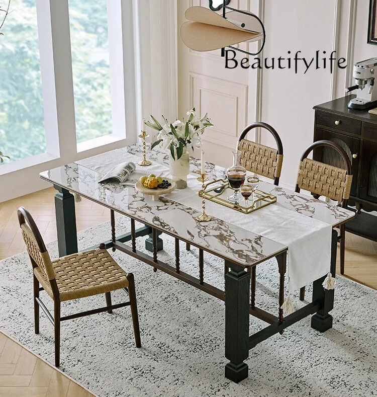 X36 Glossy Rock Slab Dining Table French Retro Solid Wood Dining Table And Chairs 2024 New
X36 Glossy Rock Slab Dining Table French Retro Solid Wood Dining Table And Chairs 2024 New