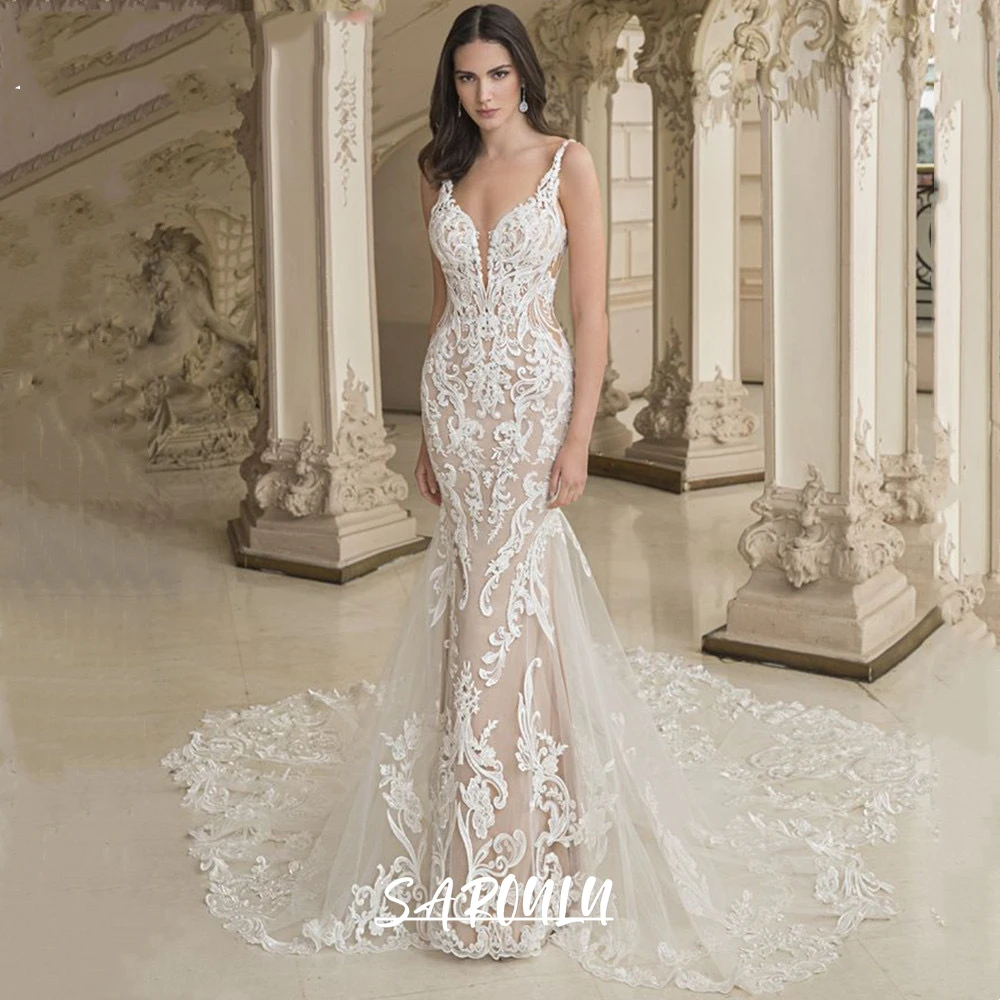 Champagne Lining Lace Wedding Dress for Women 2024 Spaghetti Straps Mermaid Long Bride Dresses Long Train Custom Bridal Gown
Champagne Lining Lace Wedding Dress for Women 2024 Spaghetti Straps Mermaid Long Bride Dresses Long Train Custom Bridal Gown