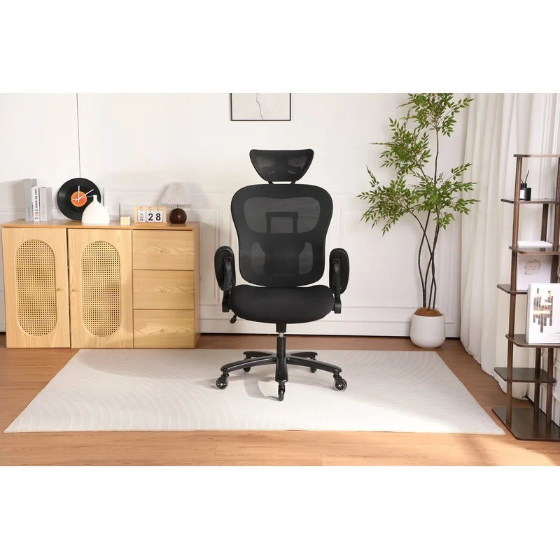 500LBS Heavy Duty Office Chair, Mesh Back with Adjustable Headrest and Lumbar Support, 2D Flip-Up Arms, Black
500LBS Heavy Duty Office Chair, Mesh Back with Adjustable Headrest and Lumbar Support, 2D Flip-Up Arms, Black