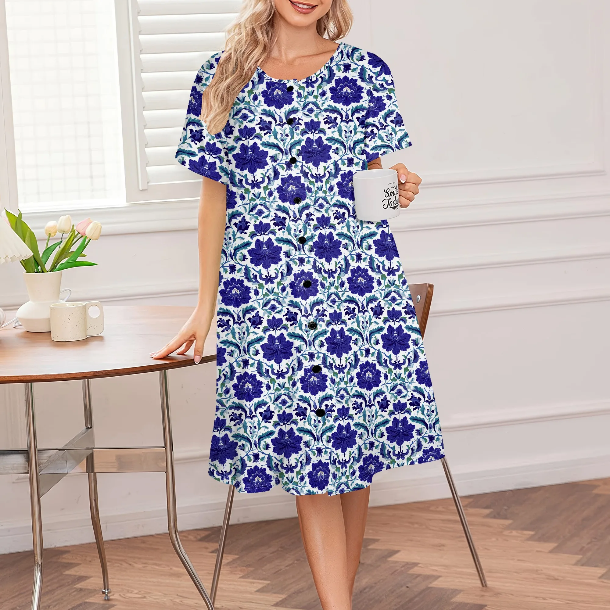 Vintage Blue Floral Print Dress Women's Button Down Casual Summer Dress S-3XL Elegant Boho Beach Outfit
Vintage Blue Floral Print Dress Women's Button Down Casual Summer Dress S-3XL Elegant Boho Beach Outfit