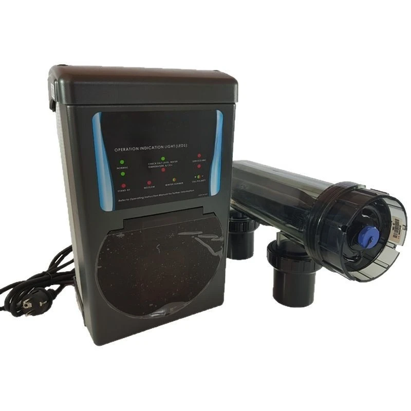 Salt machine, swimming pool salt chlorinator, electrolyzer, pool water efficient algae removal, sterilization and elimination
Salt machine, swimming pool salt chlorinator, electrolyzer, pool water efficient algae removal, sterilization and elimination