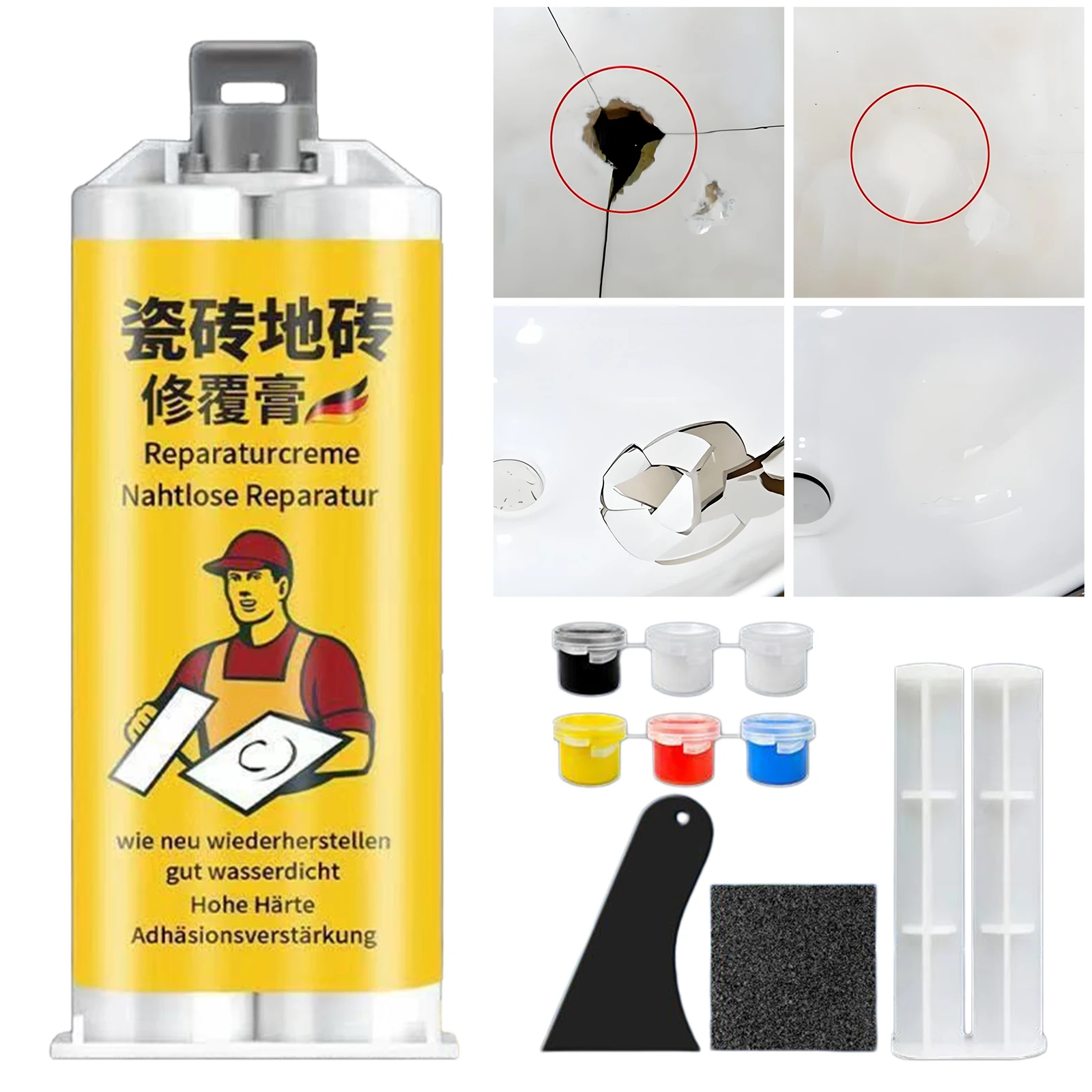 Ceramic & Porcelain Chip & Hole Repair Paste Tile Repair Kit for Cracks Quick Drying Tile Repair Glue Ideal for Wall & Floor Use
Ceramic & Porcelain Chip & Hole Repair Paste Tile Repair Kit for Cracks Quick Drying Tile Repair Glue Ideal for Wall & Floor Use