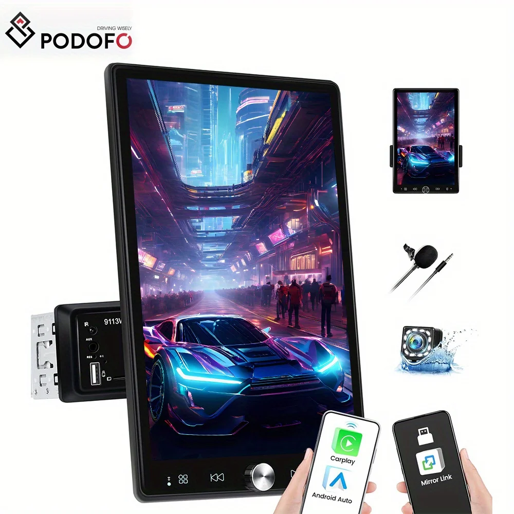 PODOFO Single Din Car Radio with Wireless Carplay Android Auto, 10.4 Inch Vertical Touch Screen Car Stereo with Mirror Link, FM/ RDS Radio, Car Radio Audio Receivers with EQ AUX/ Usb+Backup Camera+Mic, Without Battery
PODOFO Single Din Car Radio with Wireless Carplay Android Auto, 10.4 Inch Vertical Touch Screen Car Stereo with Mirror Link, FM/ RDS Radio, Car Radio Audio Receivers with EQ AUX/ Usb+Backup Camera+Mic, Without Battery