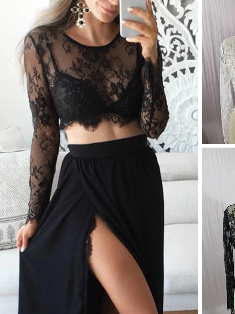 Slim Fit Long Sve ort Lace Top Women's Street Sle round Ne Pure Color Summer irt Close Body ape Garment
Slim Fit Long Sve ort Lace Top Women's Street Sle round Ne Pure Color Summer irt Close Body ape Garment