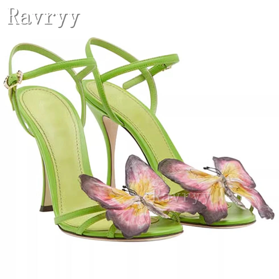 Summer New Green 3D Printing Butterfly Sandals Cross Strap Thin High Heel Hollow Ankle Strap Buckle Women's Shoes Party Pumps
Summer New Green 3D Printing Butterfly Sandals Cross Strap Thin High Heel Hollow Ankle Strap Buckle Women's Shoes Party Pumps