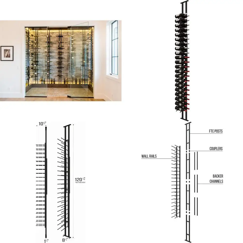 Ultra Wine Racks loor-to-Ceiling Mount Display (1 Side, Double Deep, Black, Holds 42 Wine Bottles) - ern Metal Wine Storage or W
Ultra Wine Racks loor-to-Ceiling Mount Display (1 Side, Double Deep, Black, Holds 42 Wine Bottles) - ern Metal Wine Storage or W