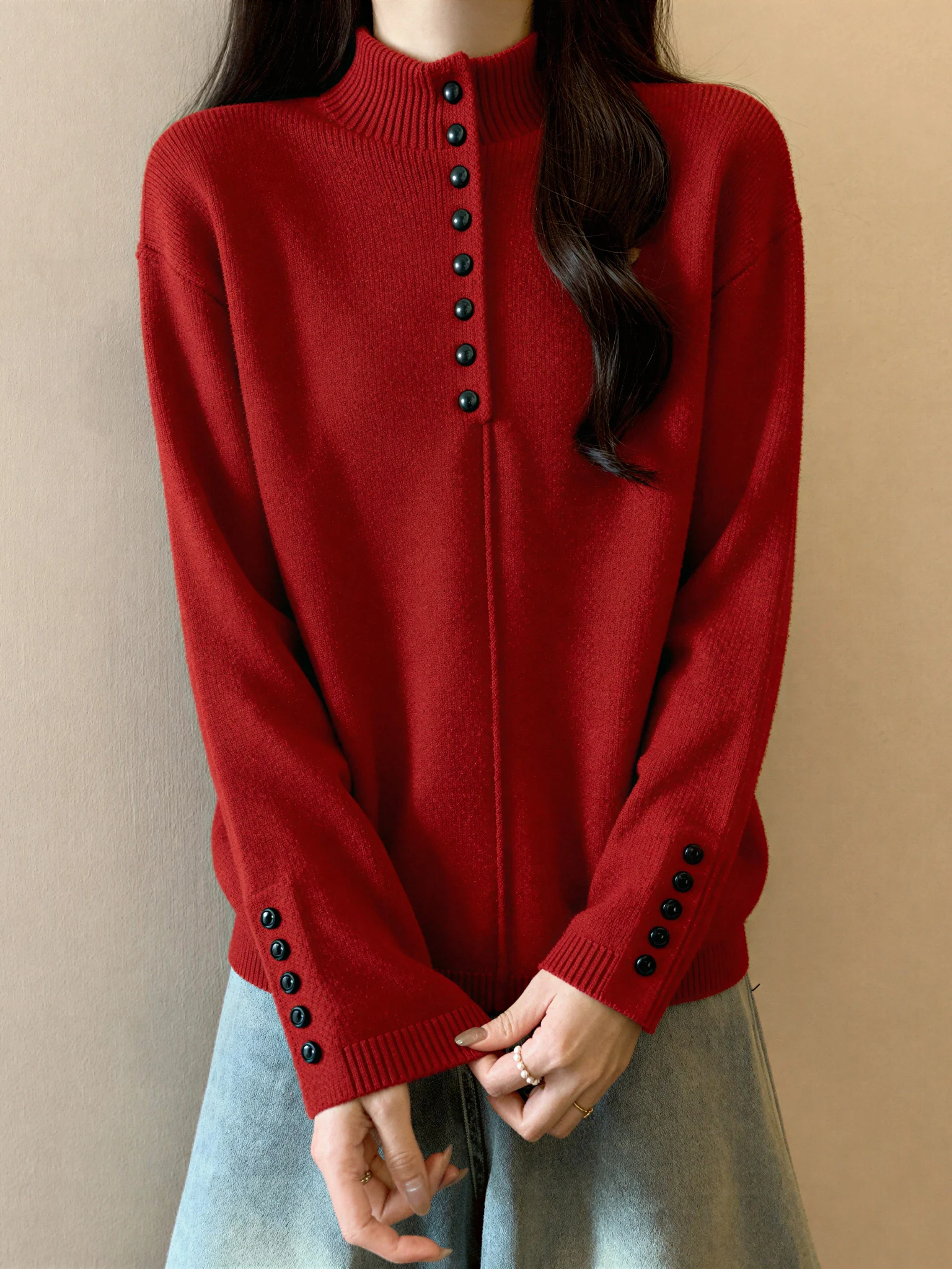 Premium Red Thickened Half-High Collar Knitted Sweater Women's Base Layer Top plus Size Comfortable Korean Style Long Sleeve
Premium Red Thickened Half-High Collar Knitted Sweater Women's Base Layer Top plus Size Comfortable Korean Style Long Sleeve
