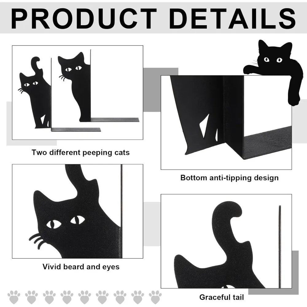 Versatile Metal Bookend Durable Iron Exquisite Creative Cat Bookend Black Metal Sitting Standing Cats Book Holder
Versatile Metal Bookend Durable Iron Exquisite Creative Cat Bookend Black Metal Sitting Standing Cats Book Holder