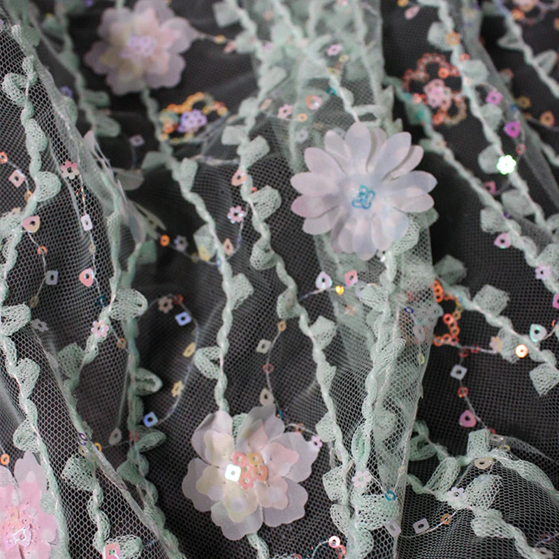 50x140cm 3D Floral Embroidered Mesh Fabric with Sequins for Dress Stage Costume DIY Sewing Fashion Tulle Lace Fabric
50x140cm 3D Floral Embroidered Mesh Fabric with Sequins for Dress Stage Costume DIY Sewing Fashion Tulle Lace Fabric