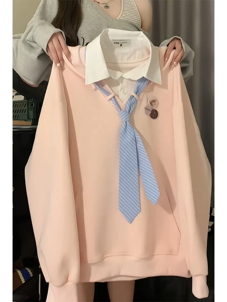 Spring Lazy Sle Loose Hoodie irt Sweatirt Fake Two-Piece Sweet Women's Men's Casual Comfortable Cotton Long Sve
Spring Lazy Sle Loose Hoodie irt Sweatirt Fake Two-Piece Sweet Women's Men's Casual Comfortable Cotton Long Sve
