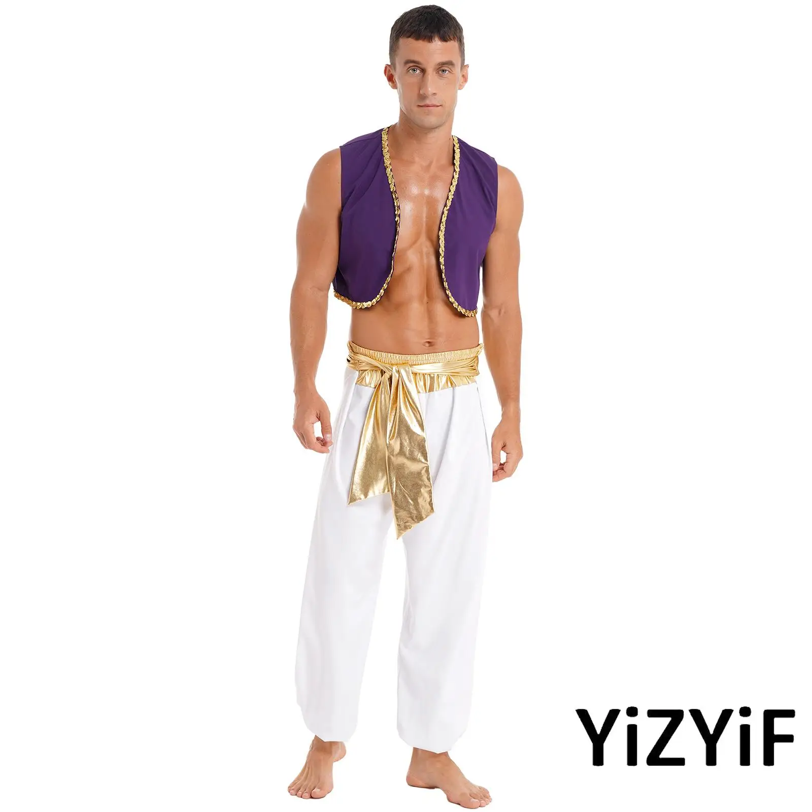 Adult Arabian Prince Coslay Costume Halloween Theme Party Party Club Stage Performance Outfits Waistcoat Tops with Harem Pant
Adult Arabian Prince Coslay Costume Halloween Theme Party Party Club Stage Performance Outfits Waistcoat Tops with Harem Pant