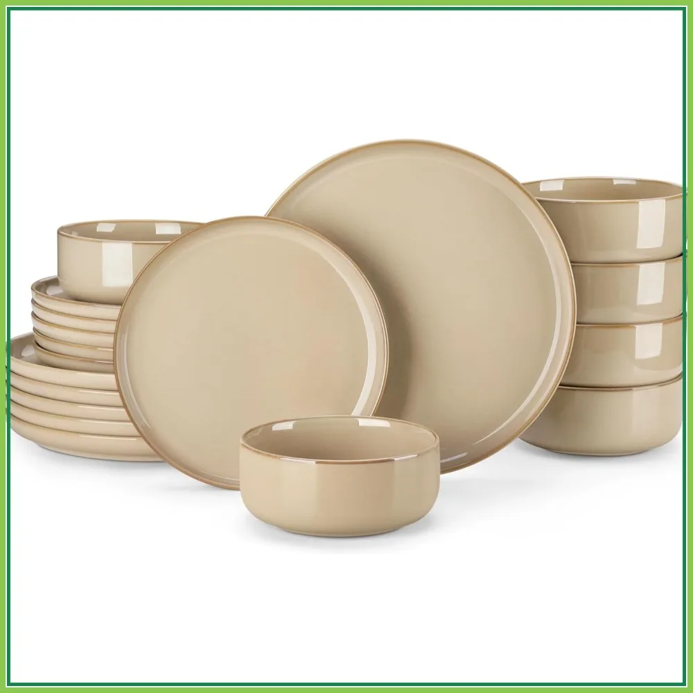 18-Piece Ceramic Dinnerware Set for 6, Plates and Bowls, Reactive Glaze, Dishwasher and Microwave Safe
18-Piece Ceramic Dinnerware Set for 6, Plates and Bowls, Reactive Glaze, Dishwasher and Microwave Safe