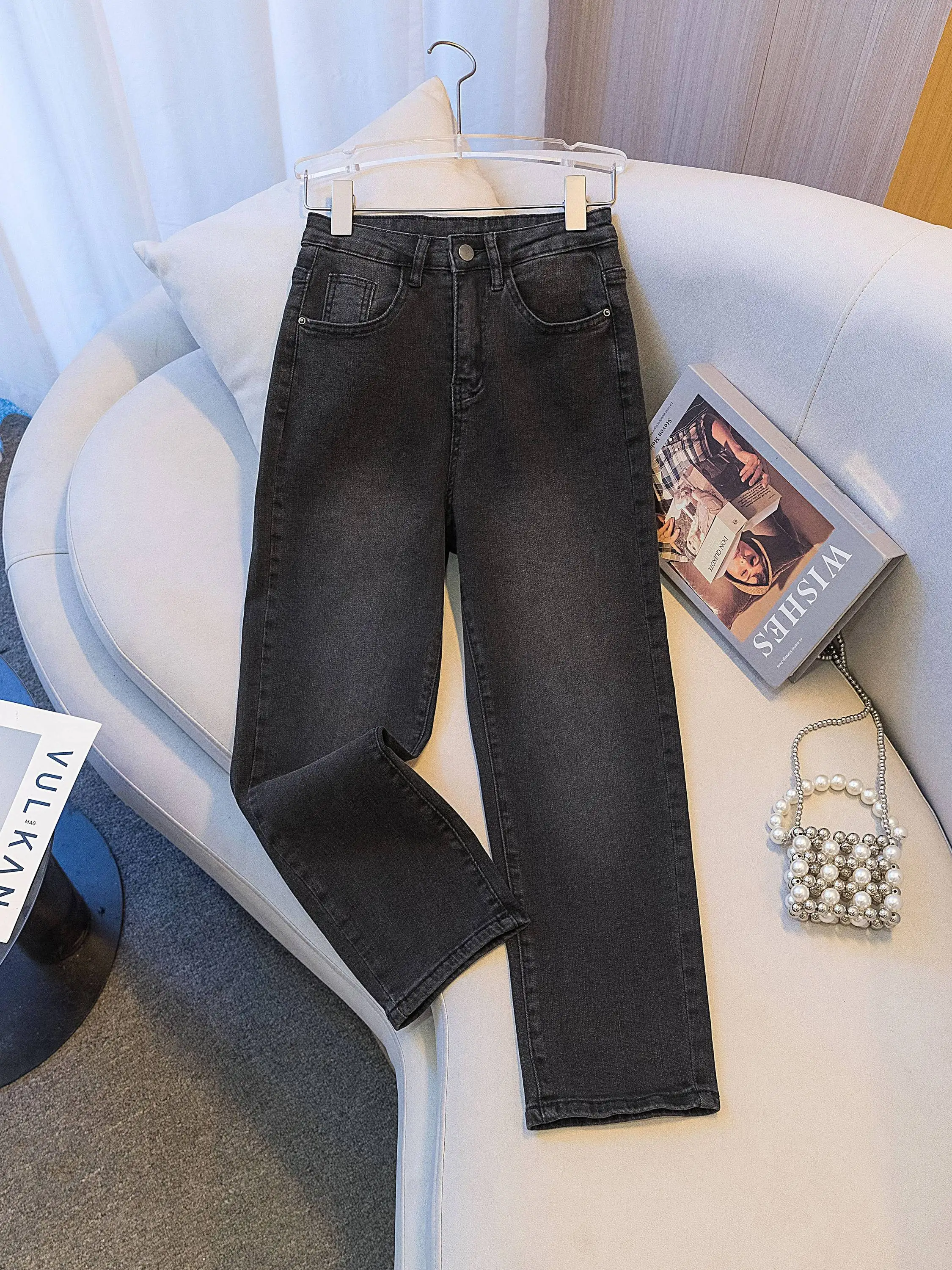 High Waist Straight Leg Jeans Women's Black Grey Slimming Nine Tube Pants Spring Autumn New Style Casual Cotton Stretch Denim
High Waist Straight Leg Jeans Women's Black Grey Slimming Nine Tube Pants Spring Autumn New Style Casual Cotton Stretch Denim