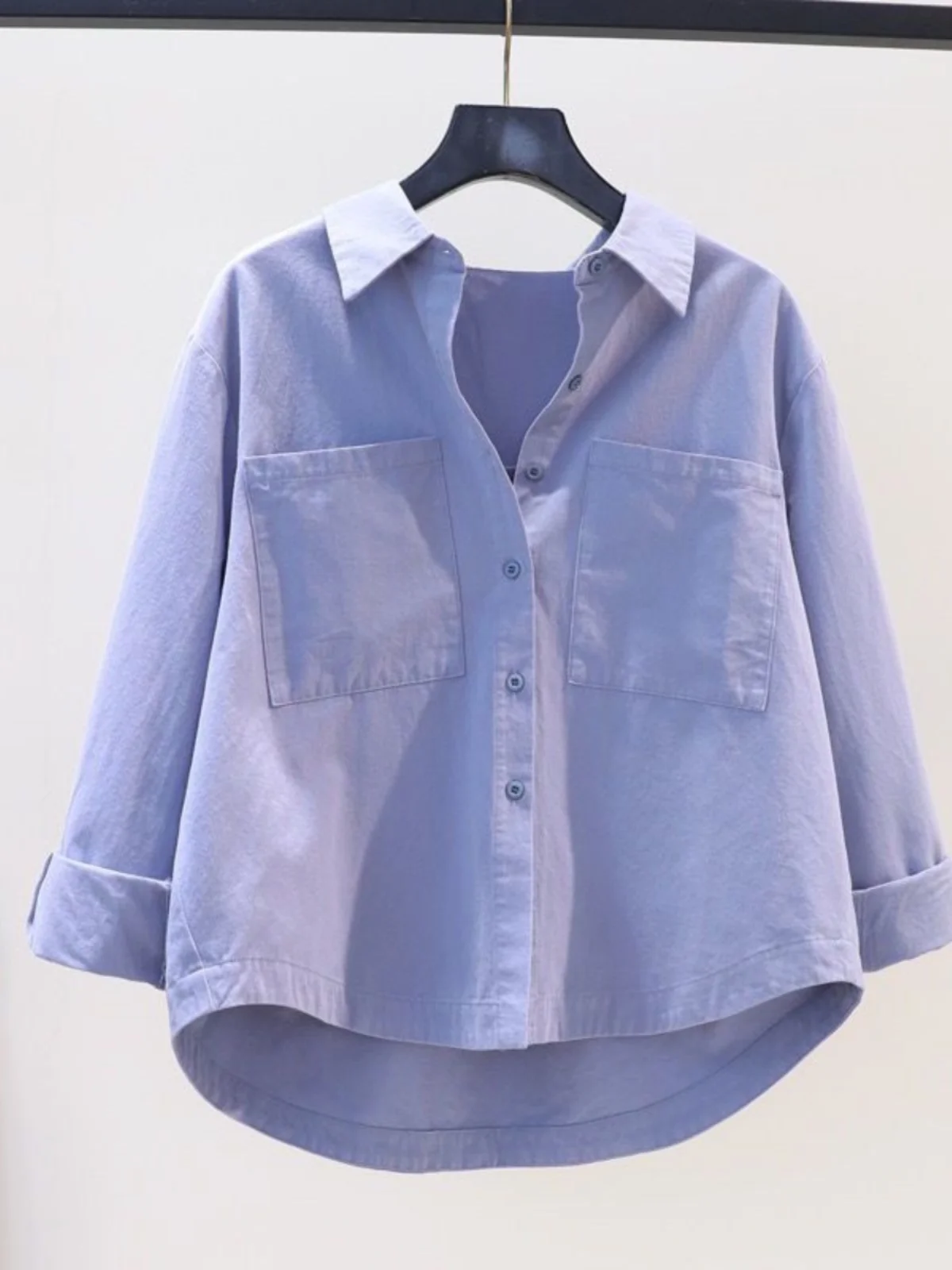 Blue Fleece Cotton Shirt Women's Loose Long Sleeve Casual Double Pocket Top Autumn Artistic Style Fashionable Ladies' Shirt
Blue Fleece Cotton Shirt Women's Loose Long Sleeve Casual Double Pocket Top Autumn Artistic Style Fashionable Ladies' Shirt