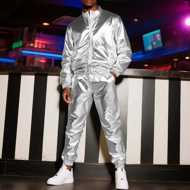 KIDWHXR Men Outfit Fashion Shiny Gold Stage Performance 2-piece Set Man Loose Stand Collar Coat Male Elastic Waist Pencil Pant
KIDWHXR Men Outfit Fashion Shiny Gold Stage Performance 2-piece Set Man Loose Stand Collar Coat Male Elastic Waist Pencil Pant