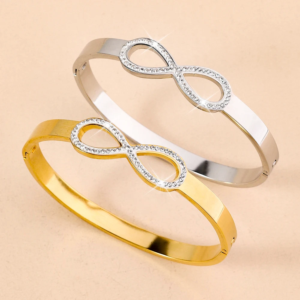 Women's Zircon Hollowed Out 8-shaped Stainless Steel Infinity Bracelet, Non Fading, Birthday Party Girlfriend Bangle Gift
Women's Zircon Hollowed Out 8-shaped Stainless Steel Infinity Bracelet, Non Fading, Birthday Party Girlfriend Bangle Gift