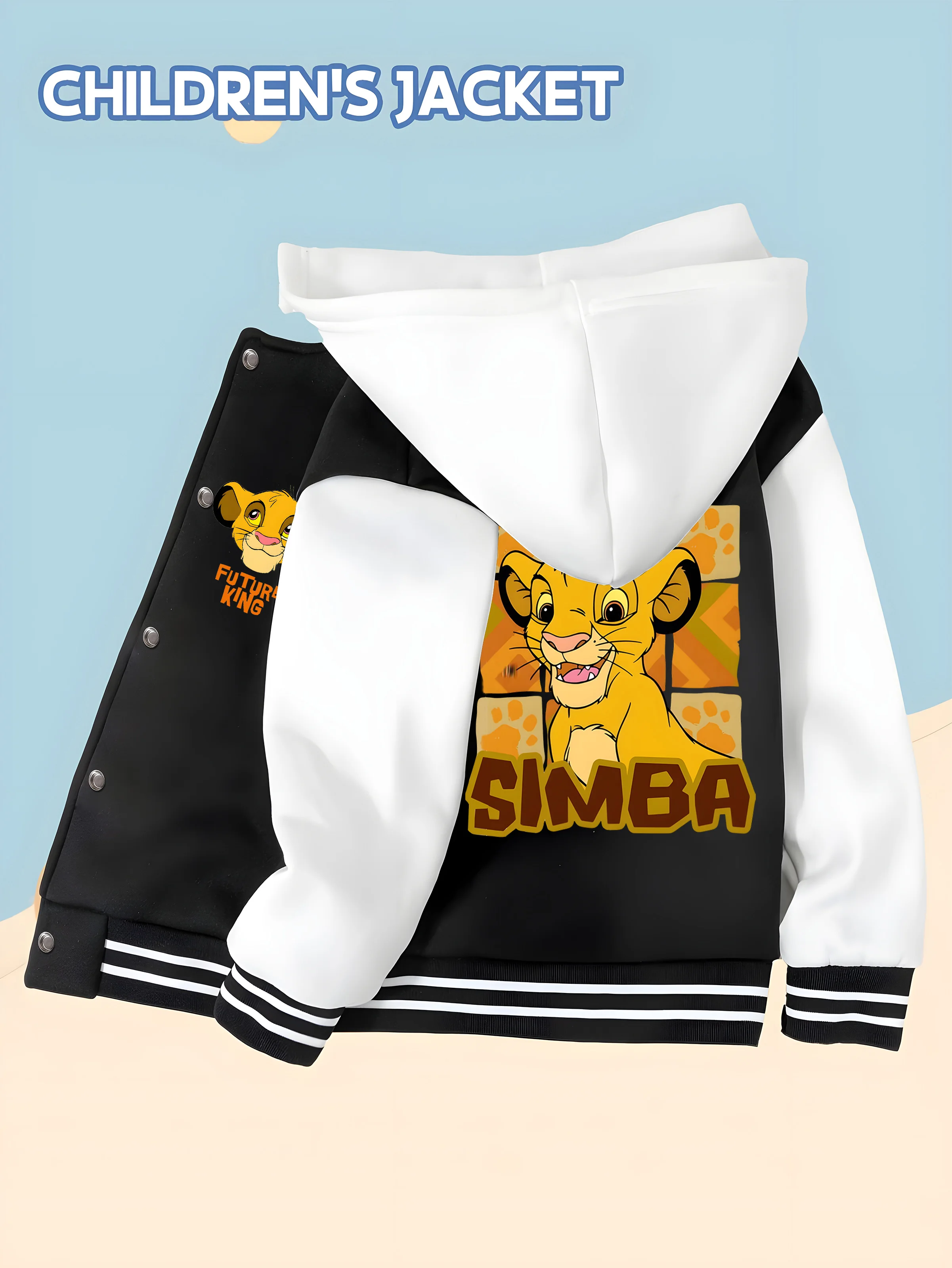 MINISO Disney co-branded Lion King Simba baseball jacket - "Future King" logo on the front, Simba's cute image on the back
MINISO Disney co-branded Lion King Simba baseball jacket - "Future King" logo on the front, Simba's cute image on the back