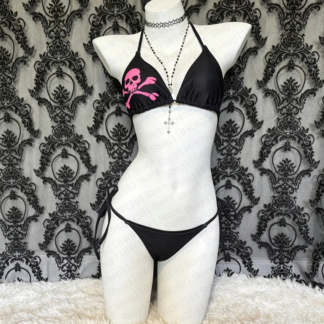Gothic fashion skull print black bikini set summer women's casual sexy hot girl bikini top swimsuit slim fit retro 2000s Y2K
Gothic fashion skull print black bikini set summer women's casual sexy hot girl bikini top swimsuit slim fit retro 2000s Y2K