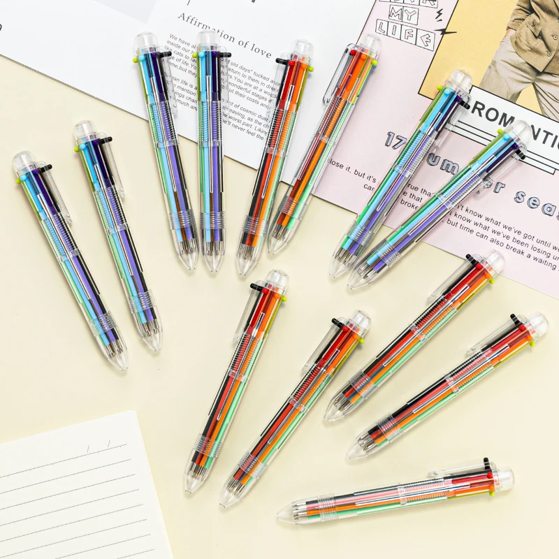 100PCS Multi color ballpoint pen press type 6-color in one color multi-functional ballpoint pen creative stationery ledger pen
100PCS Multi color ballpoint pen press type 6-color in one color multi-functional ballpoint pen creative stationery ledger pen