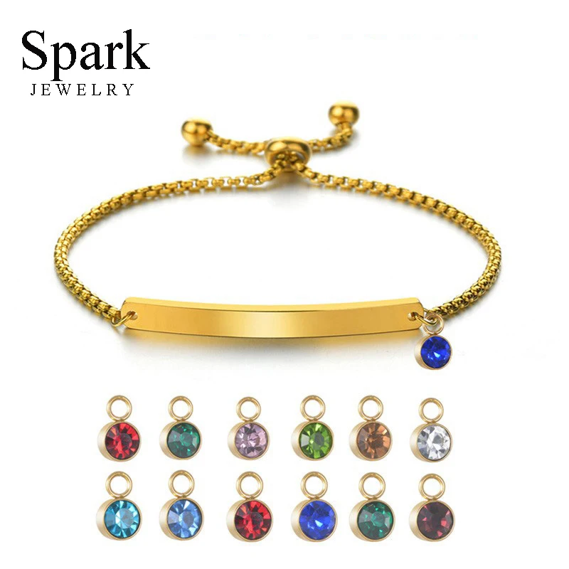 Spark Custom Engraving Name Date Birthstone ID Bracelet For Kids Adult Stainless Steel Adjustable Chain For womenBirthday Gift
Spark Custom Engraving Name Date Birthstone ID Bracelet For Kids Adult Stainless Steel Adjustable Chain For womenBirthday Gift