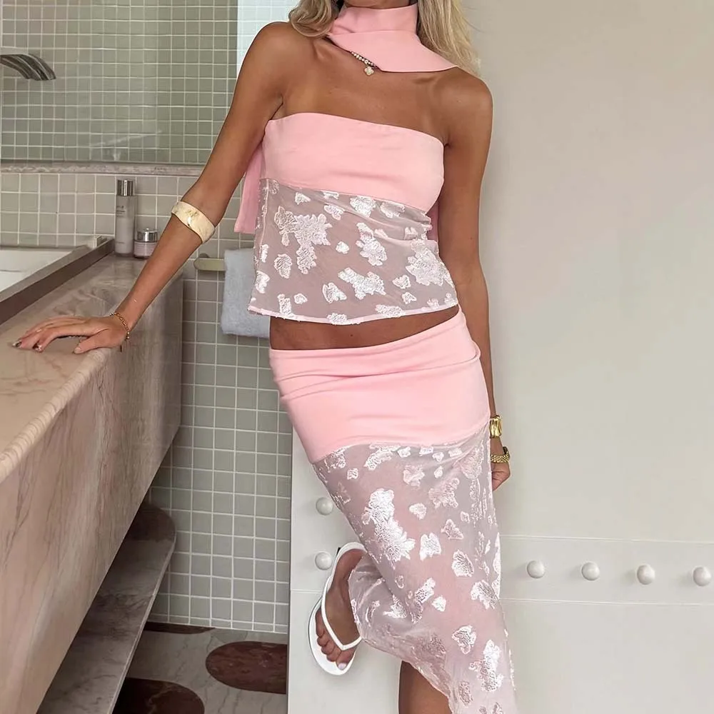 FL Women Summer New Sexy Sheer Bandeau Two Piece Set Fashion Casual Versatile Long Dress Spliced Design 2026
FL Women Summer New Sexy Sheer Bandeau Two Piece Set Fashion Casual Versatile Long Dress Spliced Design 2026