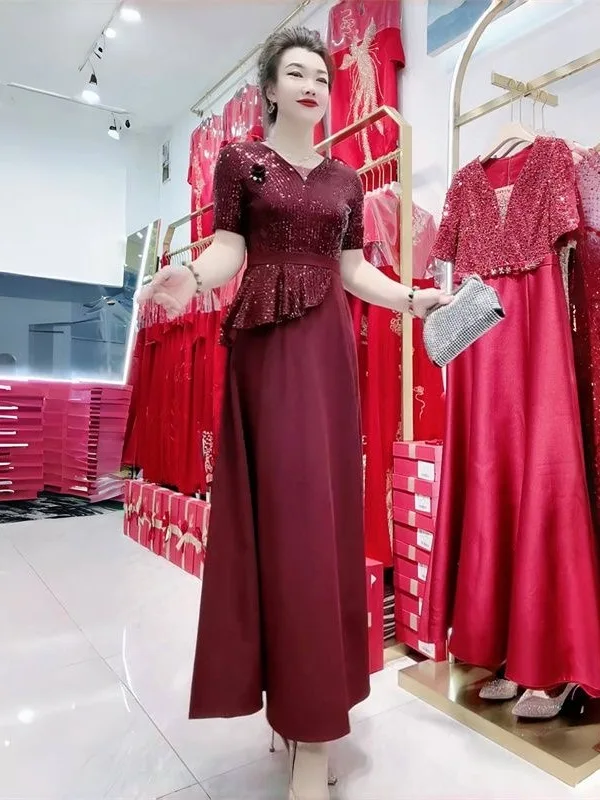 Elegant Short Sleeve Dress High Waist Fish Tail Evening Gown Wedding Banquet Toasting Costume Fashionable Mommy Outfit
Elegant Short Sleeve Dress High Waist Fish Tail Evening Gown Wedding Banquet Toasting Costume Fashionable Mommy Outfit