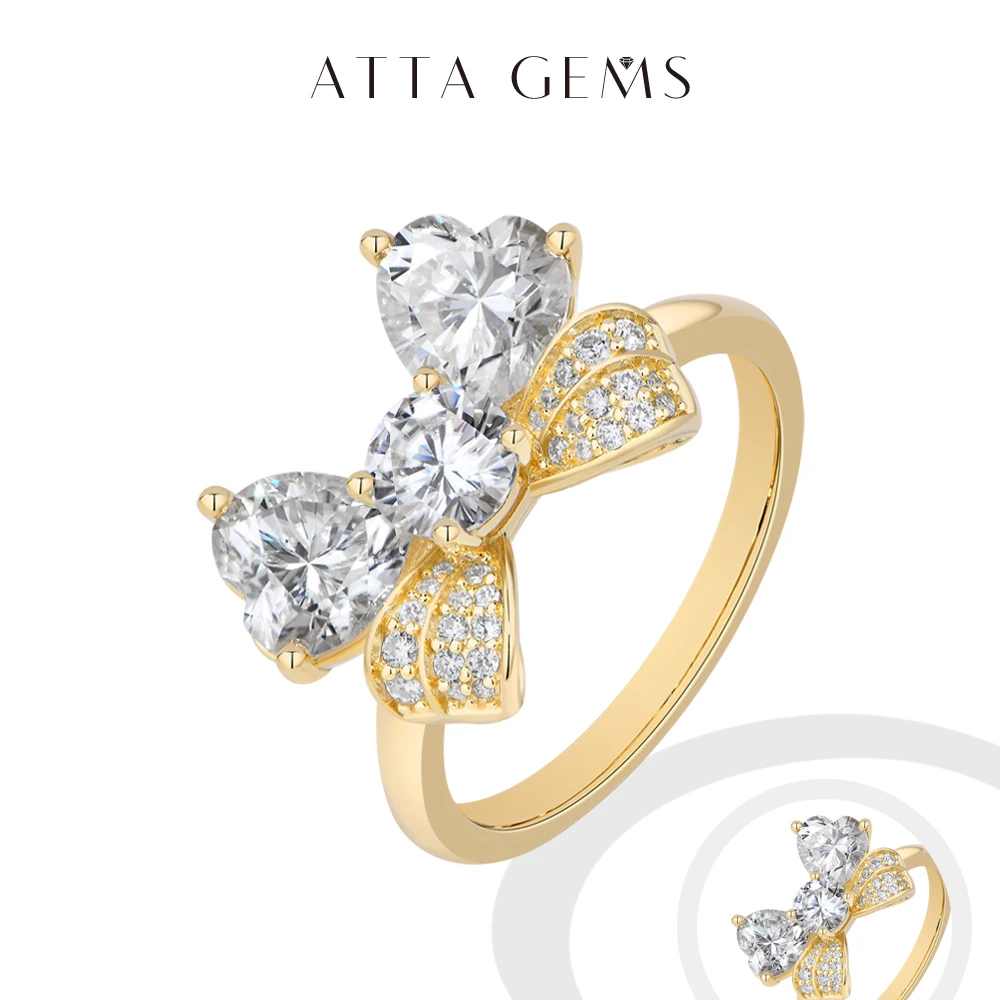 ATTAGEMS S925 Silver Heart Cut Bow Ring Full Moissanite Rings for Women Elegant Romantic Wedding Engagement Party Jewelry Gifts
ATTAGEMS S925 Silver Heart Cut Bow Ring Full Moissanite Rings for Women Elegant Romantic Wedding Engagement Party Jewelry Gifts