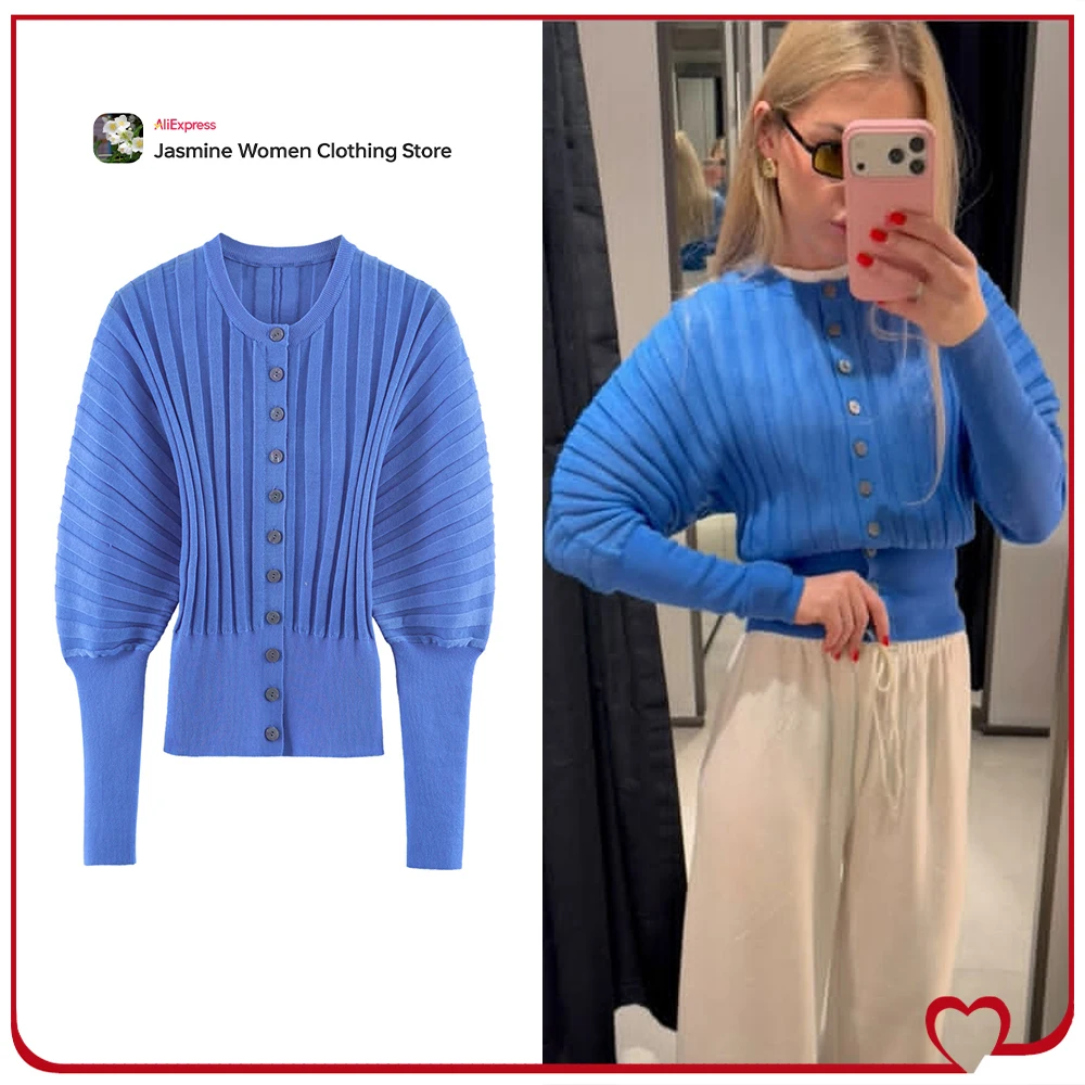 Elegant Chic Accordion Sleeve Cardigan for Women New in Round Neck Long Sleeve Button Knitwear with Wide Armholes and Long Cuffs
Elegant Chic Accordion Sleeve Cardigan for Women New in Round Neck Long Sleeve Button Knitwear with Wide Armholes and Long Cuffs