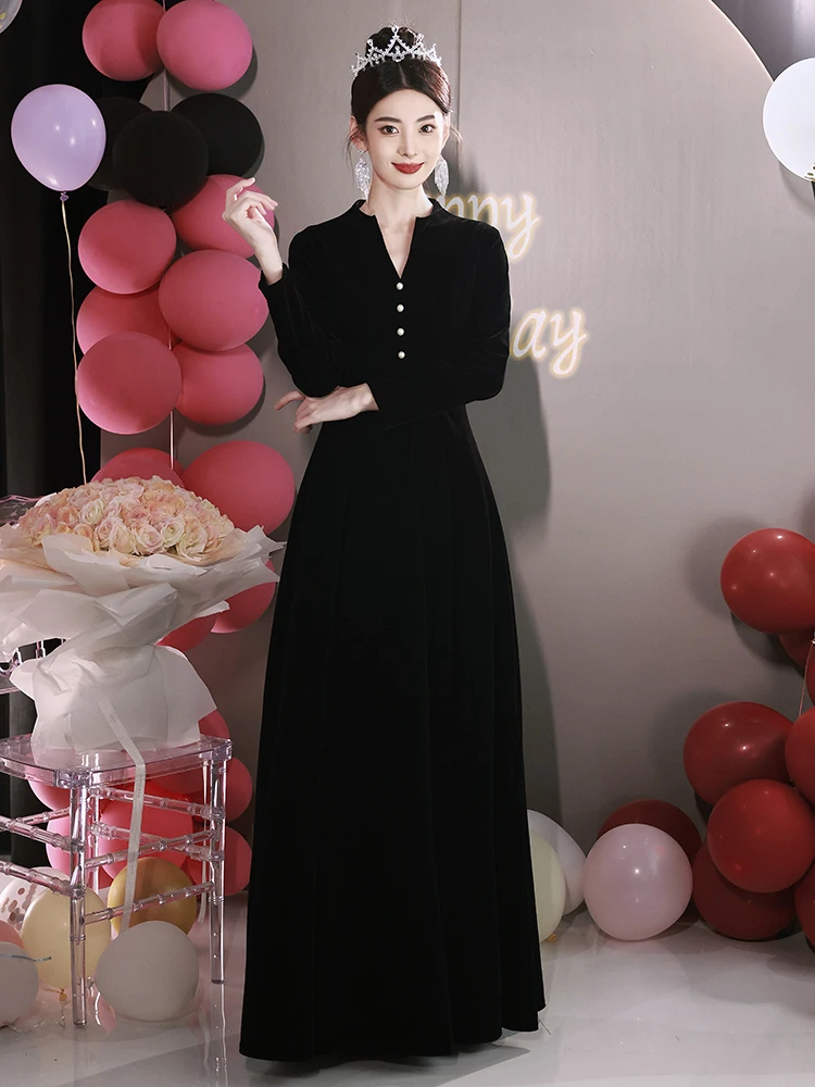 Вечернее платье из черного бархата больших размеров, стройнящий сценический костюм для студенток, для выступлений и выступлений вне сцены, для красивых женщин больших размеров
Вечернее платье из черного бархата больших размеров, стройнящий сценический костюм для студенток, для выступлений и выступлений вне сцены, для красивых женщин больших размеров