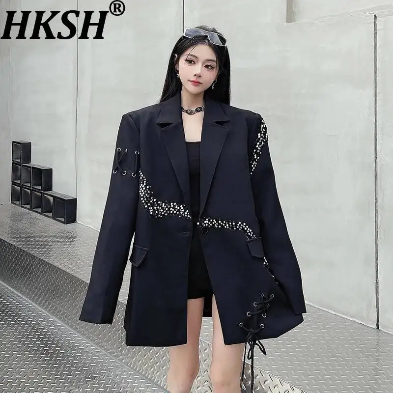 HKSH Women Blazer Dark Style Trendy Patchwork Sequins Bandage Design High Street Niche Loose Suit-Coat Spring Autumn New HK25471
HKSH Women Blazer Dark Style Trendy Patchwork Sequins Bandage Design High Street Niche Loose Suit-Coat Spring Autumn New HK25471
