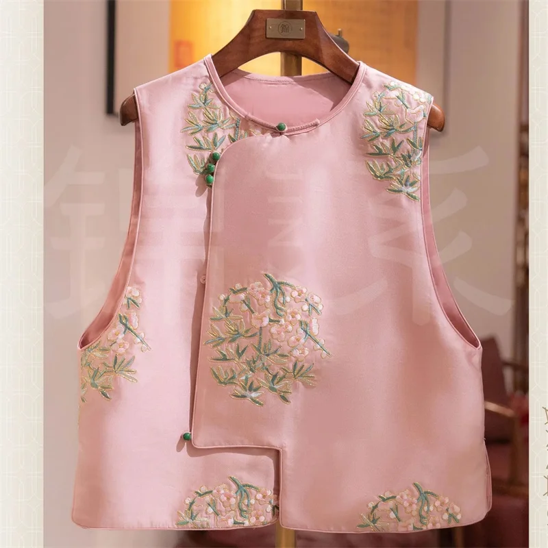 Women Jacket Fashion Spring and Summer Round Collar Sleeveless Waistcoat Loose Vest Coat Joker Embroidery Women Cardigan Coat
Women Jacket Fashion Spring and Summer Round Collar Sleeveless Waistcoat Loose Vest Coat Joker Embroidery Women Cardigan Coat