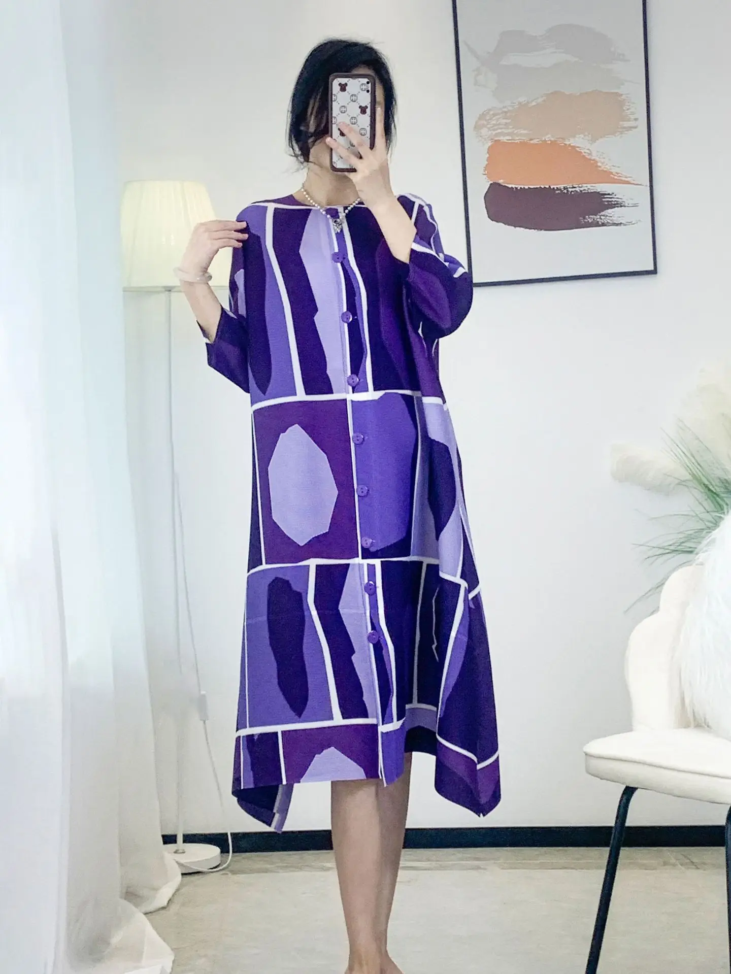 Pleated Spring 2023 New Fashion Printed Cardigan Dress Women's Loose Crewneck Elegant Split Midi Dress
Pleated Spring 2023 New Fashion Printed Cardigan Dress Women's Loose Crewneck Elegant Split Midi Dress