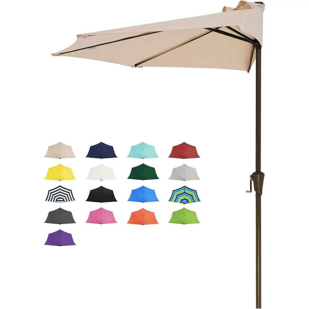 Outdoor Patio Umbrella with Crank, Half Round Wall Mount, UV Protection, Beige
Outdoor Patio Umbrella with Crank, Half Round Wall Mount, UV Protection, Beige