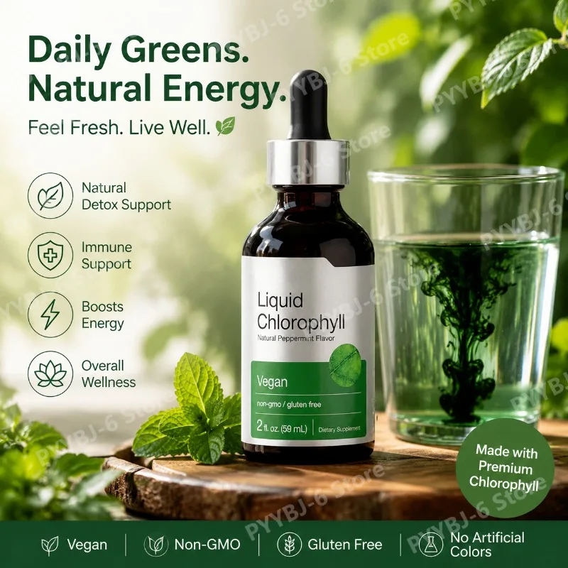 Liquid Chlorophyll Drops 59ml Peppermint Herbal Extract Vegan Non-GMO Dietary Supplement Mix with Water Support Antioxidant
Liquid Chlorophyll Drops 59ml Peppermint Herbal Extract Vegan Non-GMO Dietary Supplement Mix with Water Support Antioxidant