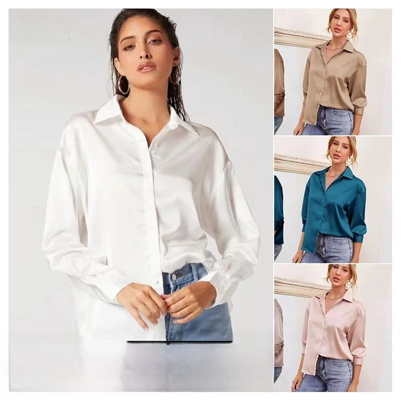 Women's Color Satin Long Shirt Commute Style Formal Color Non-deformable Long Sleeve Ladies Premium Quality Blouse
Women's Color Satin Long Shirt Commute Style Formal Color Non-deformable Long Sleeve Ladies Premium Quality Blouse